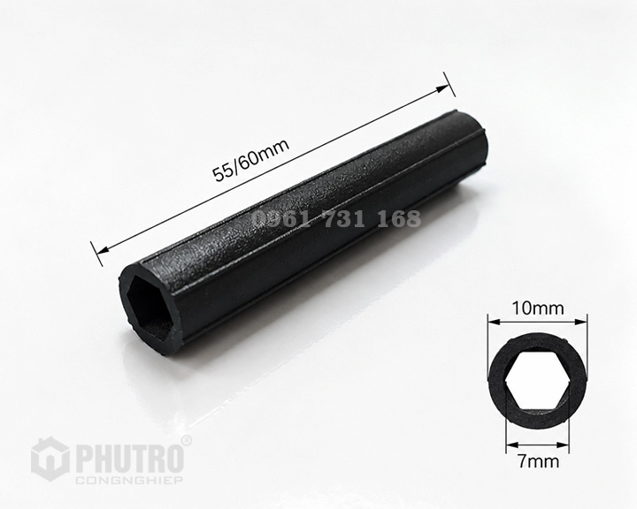 LÕI NHỰA CUỘN TÚI NILON 10X55MM (LỖ LỤC GIÁC)