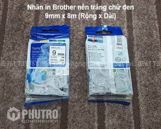 Nhãn in Brother màu trắng 9mm TZS-FX221