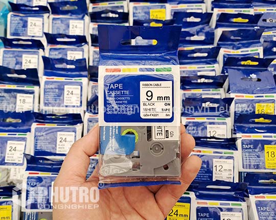 Nhãn in Brother màu trắng 9mm TZS-FX221