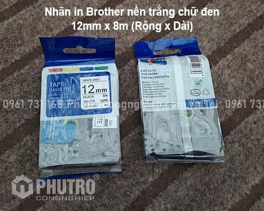 Nhãn in Brother màu trắng 12mm TZS-FX231