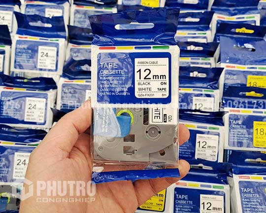 Nhãn in Brother màu trắng 12mm TZS-FX231 Nhãn in Brother màu trắng 12mm TZS-FX231