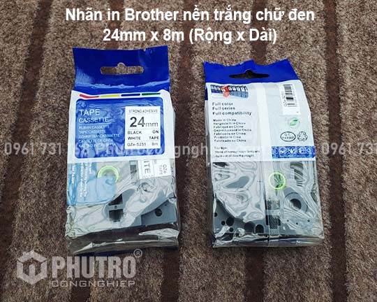 Nhãn in Brother màu trắng 24mm TZS-S251