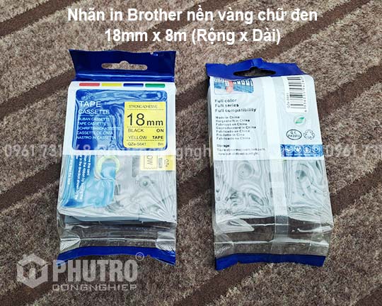 Nhãn in Brother màu vàng 18mm TZS-S641