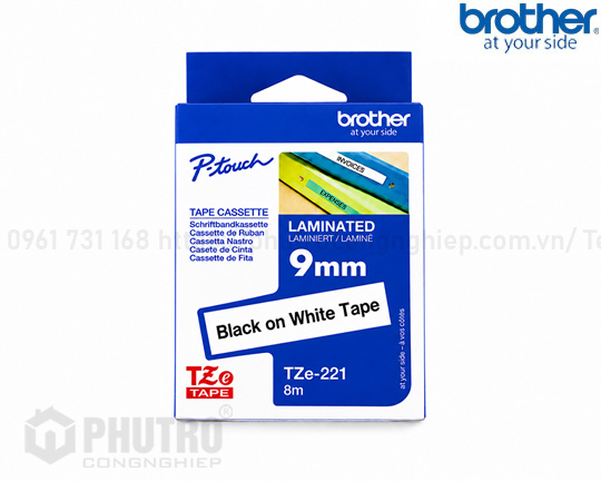 NHÃN IN BROTHER TZE-221 (9MM, 8M/ CUỘN) CHỮ ĐEN, NỀN TRẮNG NHÃN IN BROTHER TZE-221 (9MM, 8M/ CUỘN) CHỮ ĐEN, NỀN TRẮNG