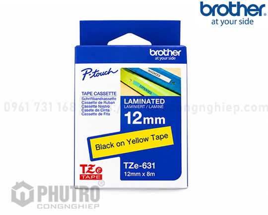 NHÃN IN BROTHER TZE-631 (12MM, 8M/ CUỘN) CHỮ ĐEN, NỀN VÀNG NHÃN IN BROTHER TZE-631 (12MM, 8M/ CUỘN) CHỮ ĐEN, NỀN VÀNG