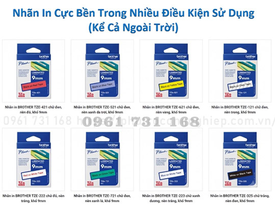 NHÃN IN BROTHER TZE-621 (9MM, 8M/ CUỘN) CHỮ ĐEN, NỀN VÀNG